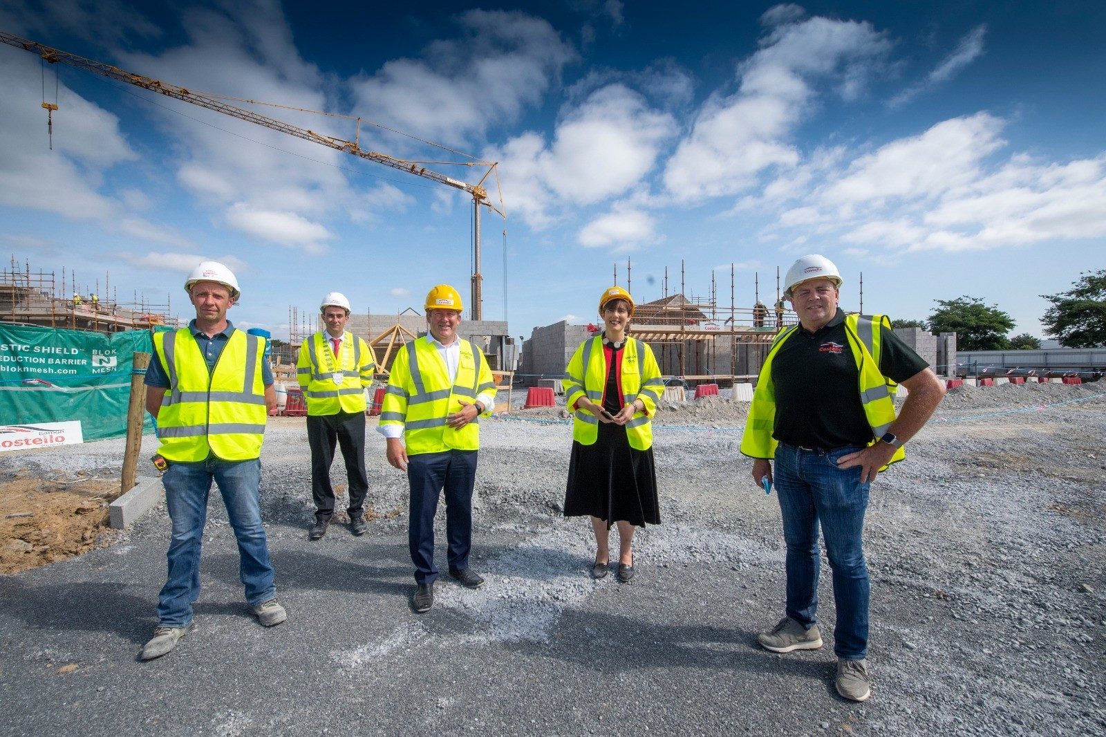 Site team in hard hats and hi-vis at Eamon Costello (Kerry) Ltd’s social housing project in Tralee
